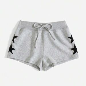 Gray Women's Shorts with Black Star Accents